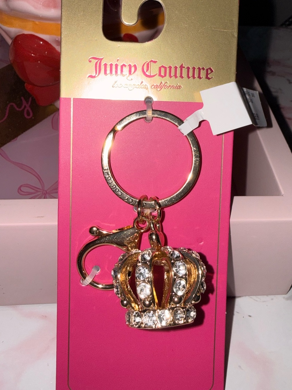 Juicy Couture Gold Crown Key Charm with Clear Crystals